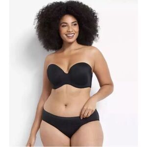 Lane Bryant Cacique Multi Way Boost Strapless Bra 46DDD Black Convertible Straps
